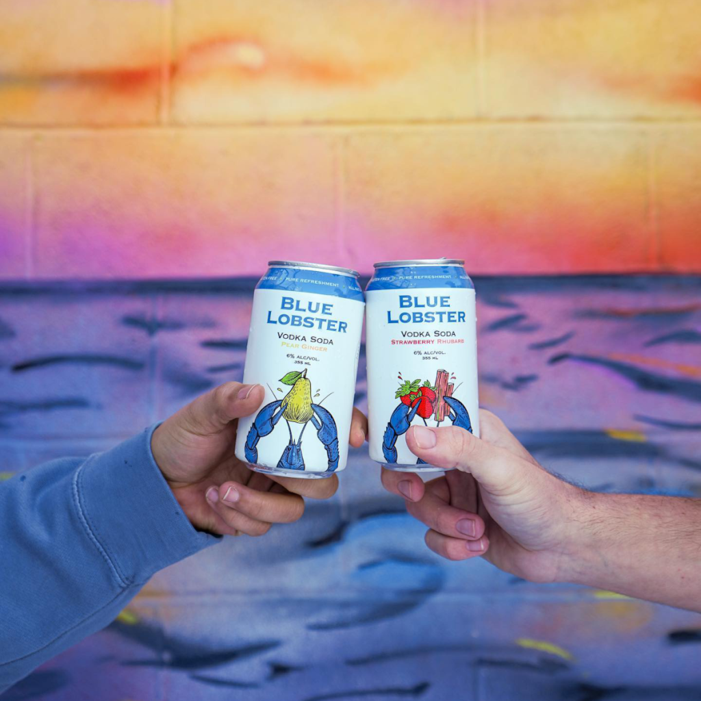 Product image for NS Spirit Co. - Blue Lobster Strawberry Rhubarb Vodka Soda 6pk