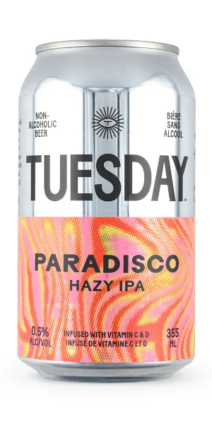 A product image for Tuesday Brewing – Paradisco Non-Alc Hazy IPA